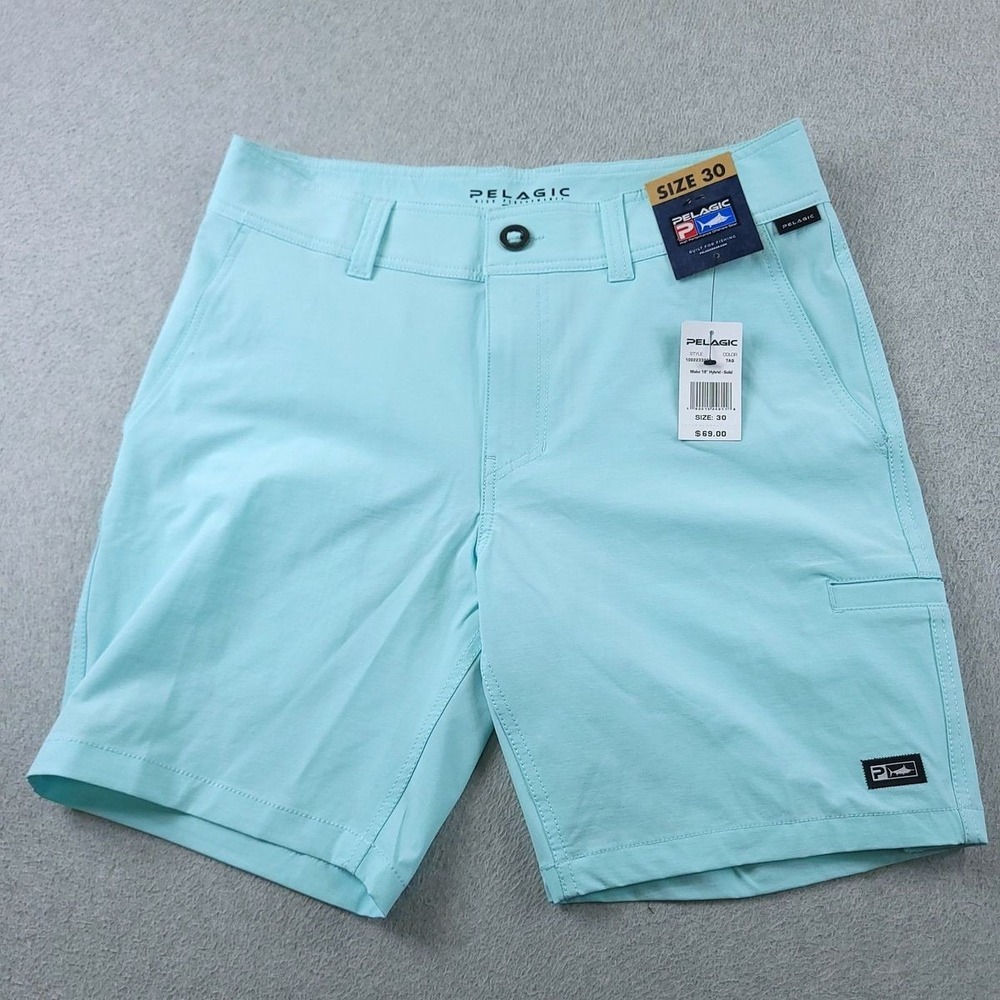 Pelagic Mako Hybrid Shorts Mens 30 Aqua Blue Fishing Performance 10022330